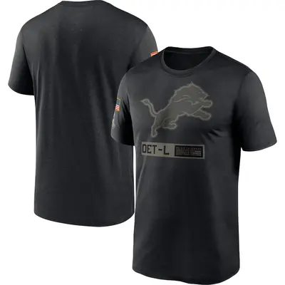 Men's Detroit Lions Black 2020 Salute to Service Team Logo Performance T-Shirt