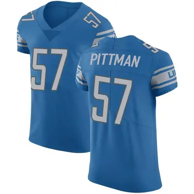 Men's Elite Anthony Pittman Detroit Lions Blue Team Color Vapor Untouchable Jersey