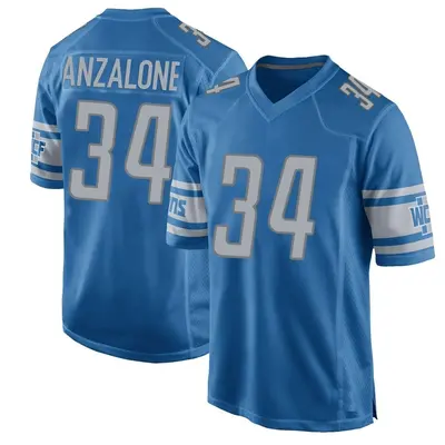 Men's Game Alex Anzalone Detroit Lions Blue Team Color Jersey