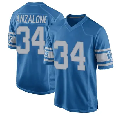 Men's Game Alex Anzalone Detroit Lions Blue Throwback Vapor Untouchable Jersey