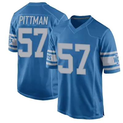 Men's Game Anthony Pittman Detroit Lions Blue Throwback Vapor Untouchable Jersey