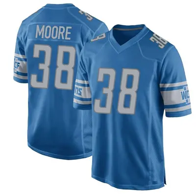 Men's Game C.J. Moore Detroit Lions Blue Team Color Jersey