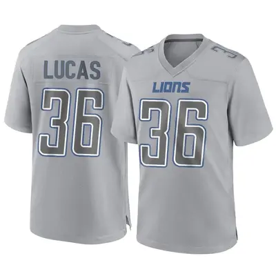 Men's Game Chase Lucas Detroit Lions Gray Atmosphere Fashion Jersey
