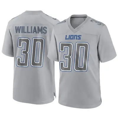 Men's Game Jamaal Williams Detroit Lions Gray Atmosphere Fashion Jersey
