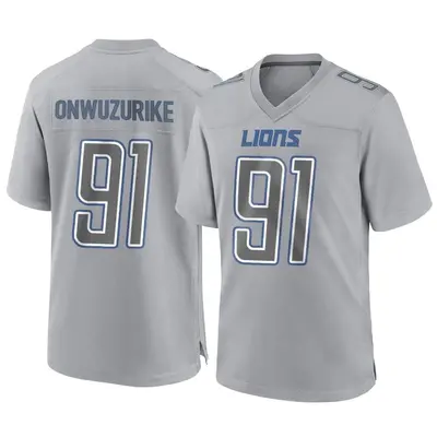 Men's Game Levi Onwuzurike Detroit Lions Gray Atmosphere Fashion Jersey