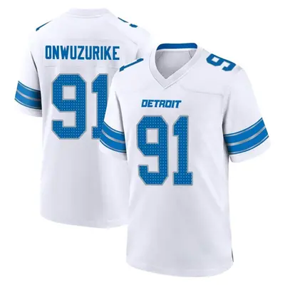 Men's Game Levi Onwuzurike Detroit Lions White 2nd Jersey