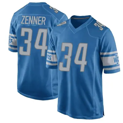 Men's Game Zach Zenner Detroit Lions Blue Team Color Jersey
