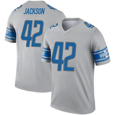 Men's Legend Justin Jackson Detroit Lions Gray Inverted Jersey