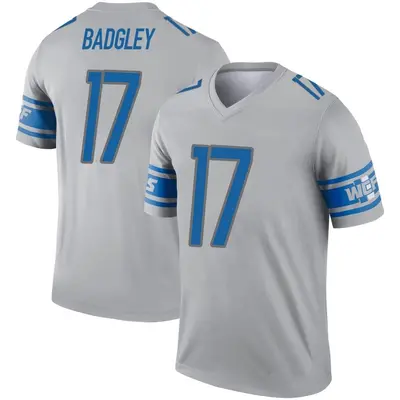 Men's Legend Michael Badgley Detroit Lions Gray Inverted Jersey