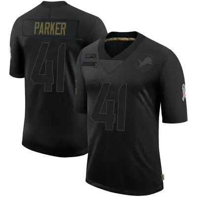 Men's Limited AJ Parker Detroit Lions Black 2020 Salute To Service Jersey