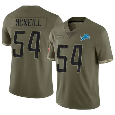 Men's Limited Alim McNeill Detroit Lions Olive 2022 Salute To Service Jersey
