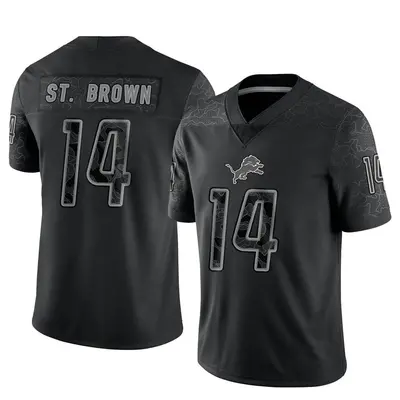 Men's Limited Amon-Ra St. Brown Detroit Lions Black Reflective Jersey