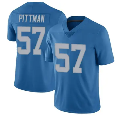 Men's Limited Anthony Pittman Detroit Lions Blue Throwback Vapor Untouchable Jersey