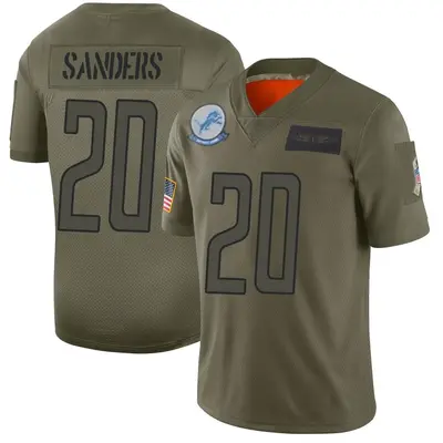 Men's Limited Barry Sanders Detroit Lions Camo 2019 Salute to Service Jersey