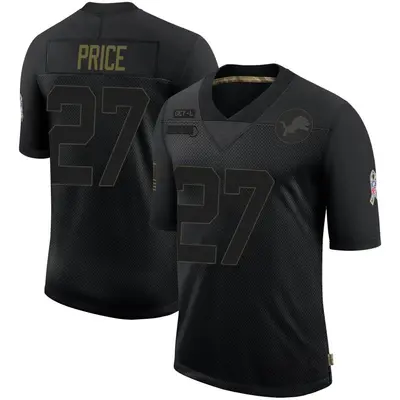 Men's Limited Bobby Price Detroit Lions Black 2020 Salute To Service Jersey