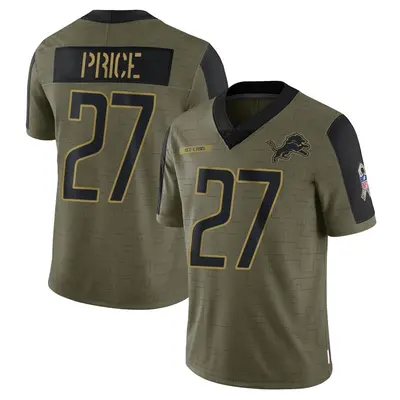 Men's Limited Bobby Price Detroit Lions Olive 2021 Salute To Service Jersey