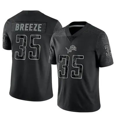 Men's Limited Brady Breeze Detroit Lions Black Reflective Jersey