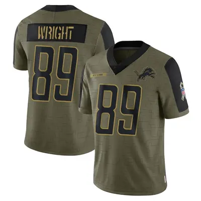 Men's Limited Brock Wright Detroit Lions Olive 2021 Salute To Service Jersey