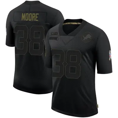 Men's Limited C.J. Moore Detroit Lions Black 2020 Salute To Service Jersey