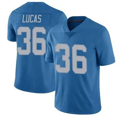 Men's Limited Chase Lucas Detroit Lions Blue Throwback Vapor Untouchable Jersey