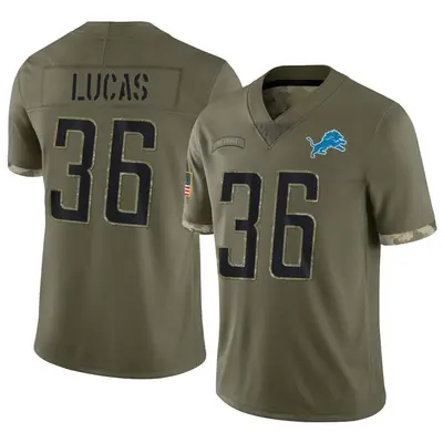 Men's Limited Chase Lucas Detroit Lions Olive 2022 Salute To Service Jersey