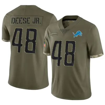 Men's Limited Derrick Deese Jr. Detroit Lions Olive 2022 Salute To Service Jersey