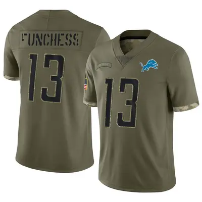 Men's Limited Devin Funchess Detroit Lions Olive 2022 Salute To Service Jersey