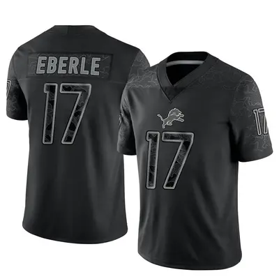 Men's Limited Dominik Eberle Detroit Lions Black Reflective Jersey