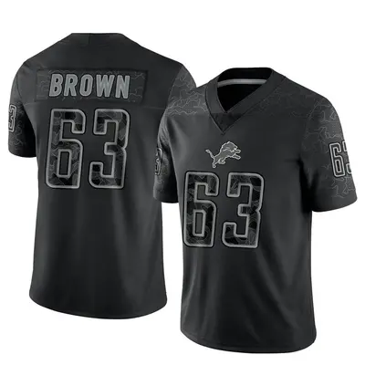 Men's Limited Evan Brown Detroit Lions Black Reflective Jersey