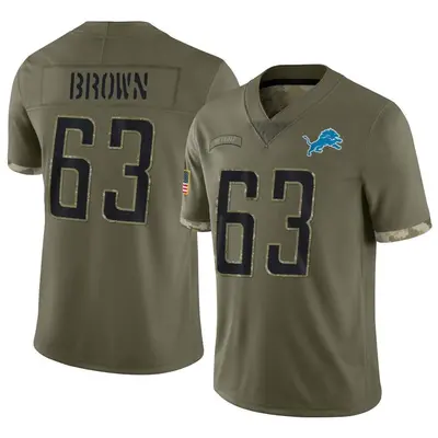 Men's Limited Evan Brown Detroit Lions Olive 2022 Salute To Service Jersey