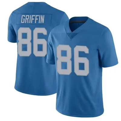 Men's Limited Garrett Griffin Detroit Lions Blue Throwback Vapor Untouchable Jersey
