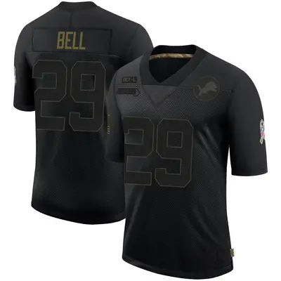 Men's Limited Greg Bell Detroit Lions Black 2020 Salute To Service Jersey