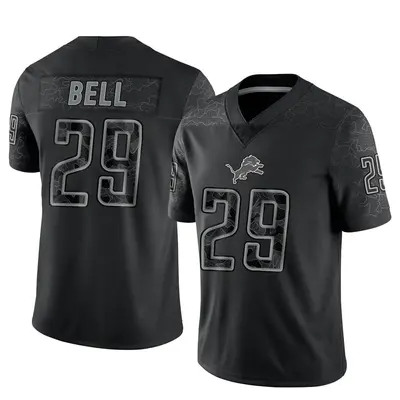 Men's Limited Greg Bell Detroit Lions Black Reflective Jersey