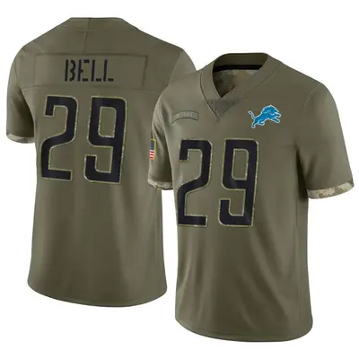 Men's Limited Greg Bell Detroit Lions Olive 2022 Salute To Service Jersey