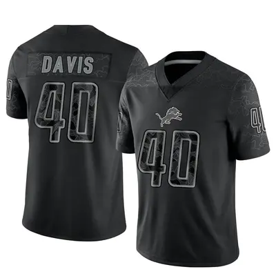 Men's Limited Jarrad Davis Detroit Lions Black Reflective Jersey