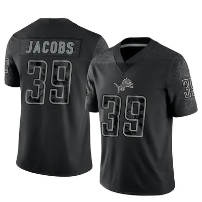 Men's Limited Jerry Jacobs Detroit Lions Black Reflective Jersey