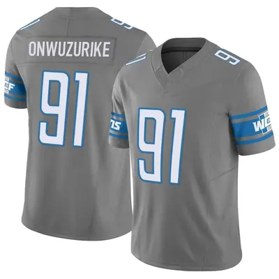 Men's Limited Levi Onwuzurike Detroit Lions Silver Vapor F.U.S.E. Jersey