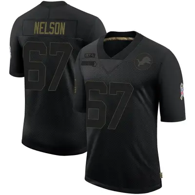 Men's Limited Matt Nelson Detroit Lions Black 2020 Salute To Service Jersey