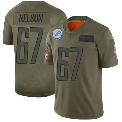 Men's Limited Matt Nelson Detroit Lions Camo 2019 Salute to Service Jersey