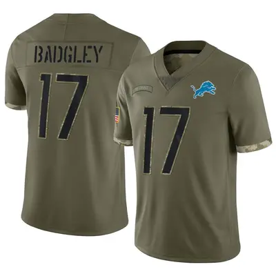 Men's Limited Michael Badgley Detroit Lions Olive 2022 Salute To Service Jersey