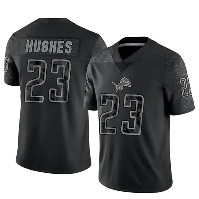 Men's Limited Mike Hughes Detroit Lions Black Reflective Jersey
