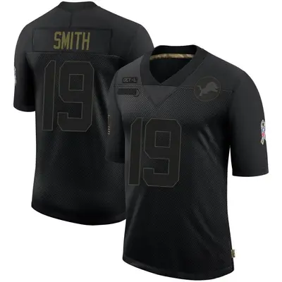 Men's Limited Saivion Smith Detroit Lions Black 2020 Salute To Service Jersey