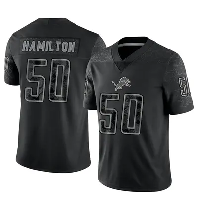 Men's Limited Shaun Dion Hamilton Detroit Lions Black Reflective Jersey
