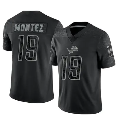 Men's Limited Steven Montez Detroit Lions Black Reflective Jersey