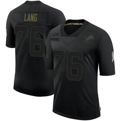 Men's Limited T.J. Lang Detroit Lions Black 2020 Salute To Service Jersey