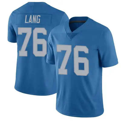 Men's Limited T.J. Lang Detroit Lions Blue Throwback Vapor Untouchable Jersey