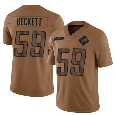 Men's Limited Tavante Beckett Detroit Lions Brown 2023 Salute To Service Jersey