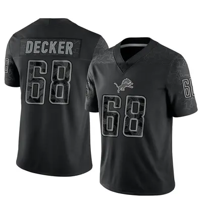 Men's Limited Taylor Decker Detroit Lions Black Reflective Jersey
