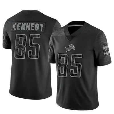 Men's Limited Tom Kennedy Detroit Lions Black Reflective Jersey