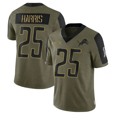 Men's Limited Will Harris Detroit Lions Olive 2021 Salute To Service Jersey